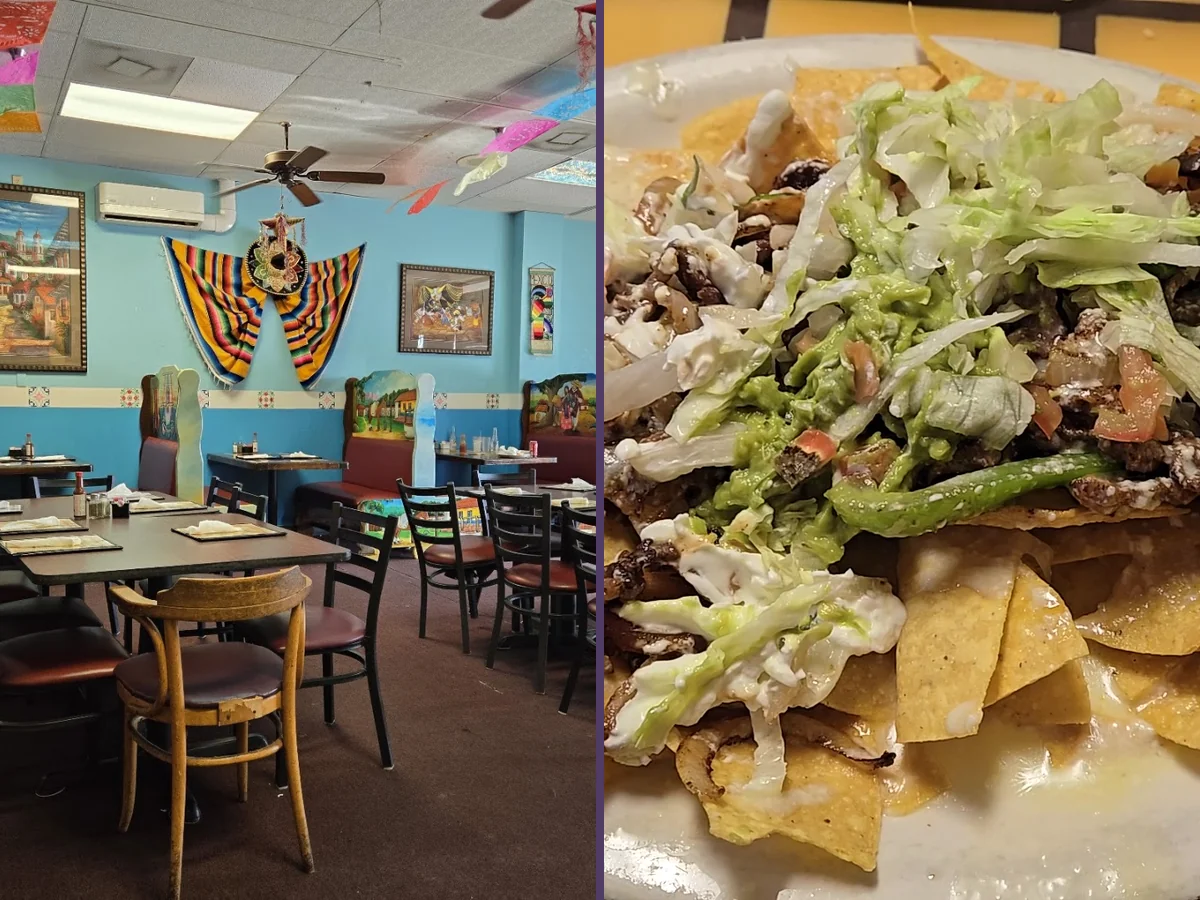 Colorful Mexican restaurant tables and chairs